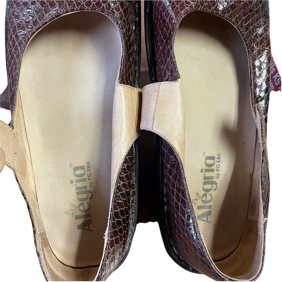 Alegria Paloma PAL-702 Brown Snake Print Mary Jane Leather Clogs Womens 7-7.5 - Picture 8 of 10